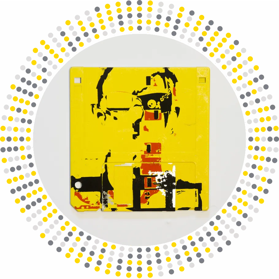 The Cyborg - Floppy Disk silk screen (serigraphy) yellow