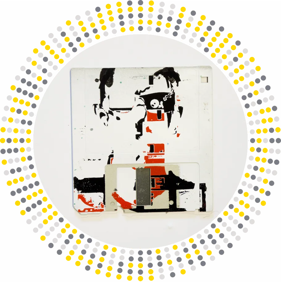 The Cyborg - Floppy Disk silk screen (serigraphy) white