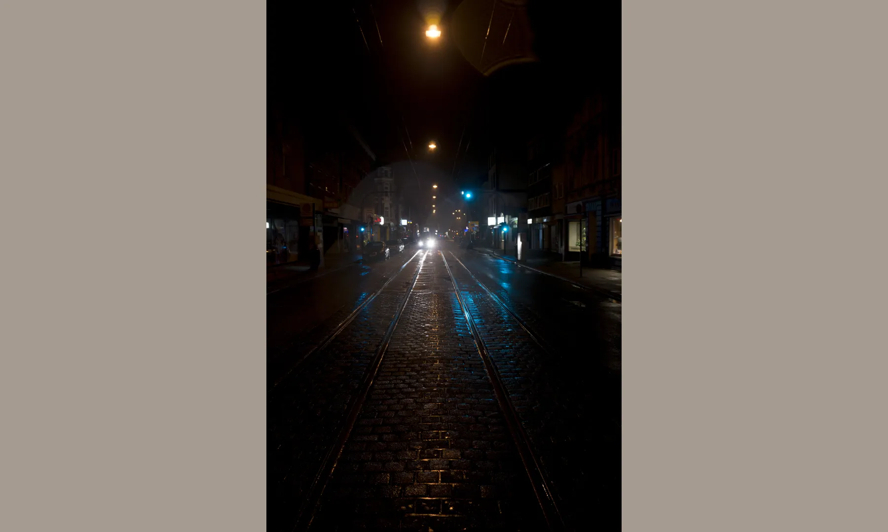 Waiting for the bus in a cold dark morning