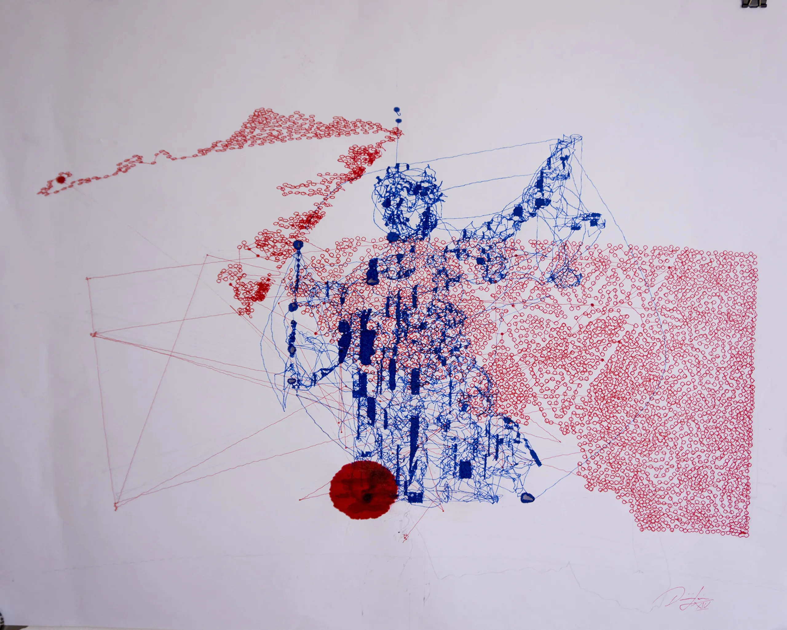 Justitia drawn on paper - modern polar drawing artwork