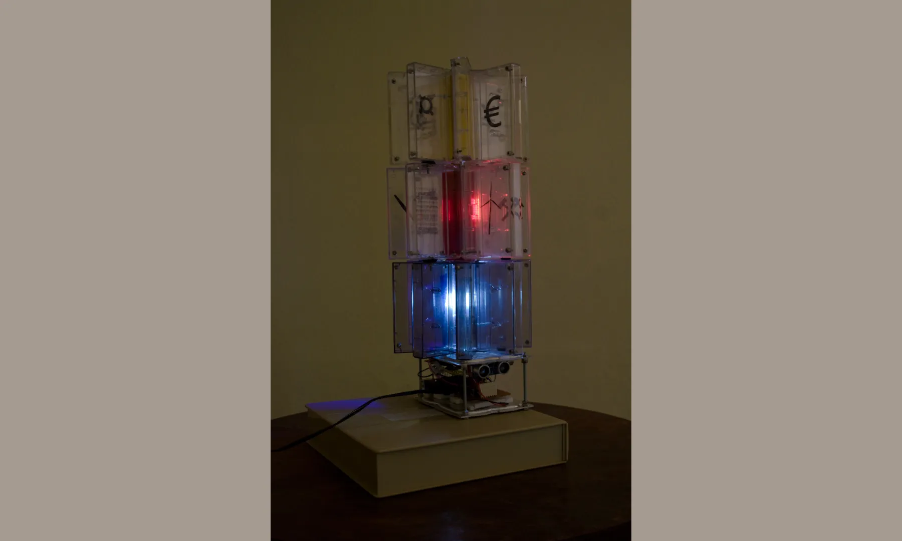 old mc cases made a lamp - interactive installation