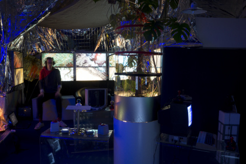 Inside the space ship C74 - an interactive art room-in-a-room installation Inside the space ship C74 - an interactive art room-in-a-room installation
