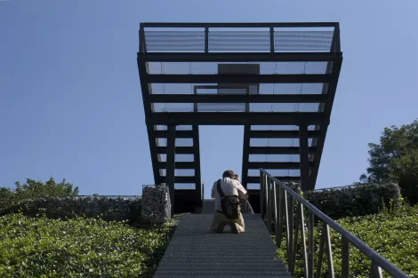 Walking up the stairs to the viewing platform Walking up the stairs to the viewing platform