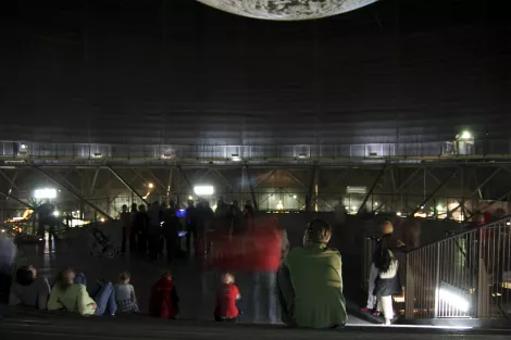 The gazometer in Oberhausen crowded during a show The gazometer in Oberhausen crowded during a show