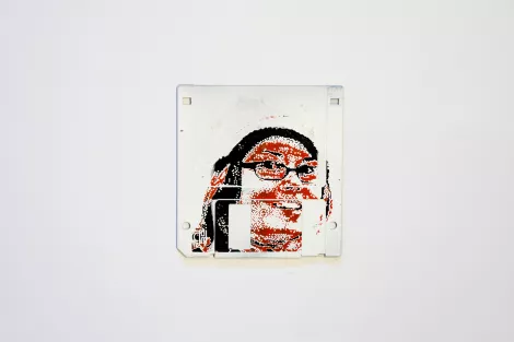 Lumia IV - silk screen portrait on Floppy disk Lumia IV - silk screen portrait on Floppy disk