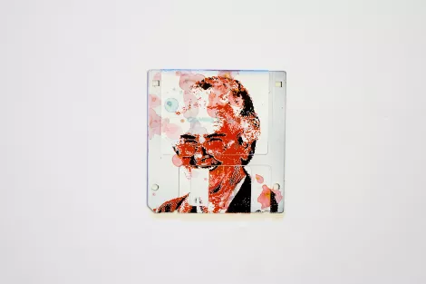 silk screened 3.5" floppy disk - artwork - Anna silk screened 3.5" floppy disk - artwork - Anna