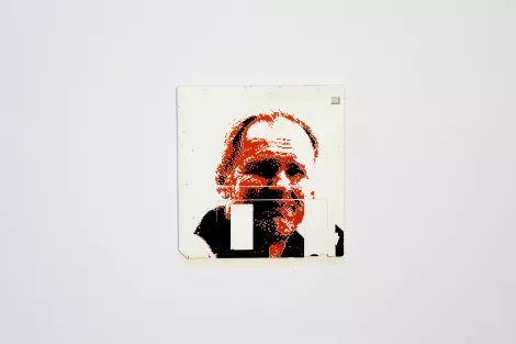 silk screened 3.5" floppy disk - artwork - Klaus silk screened 3.5" floppy disk - artwork - Klaus