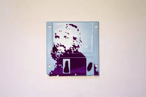 silk screened 3.5" floppy disk - artwork - Peter silk screened 3.5" floppy disk - artwork - Peter
