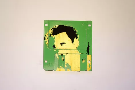silk screened 3.5" floppy disk - artwork - Andre silk screened 3.5" floppy disk - artwork - Andre