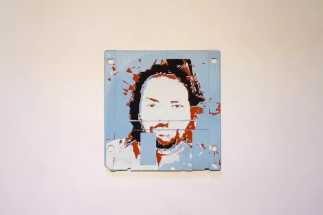 silk screened 3.5" floppy disk - artwork - Christopher silk screened 3.5" floppy disk - artwork - Christopher