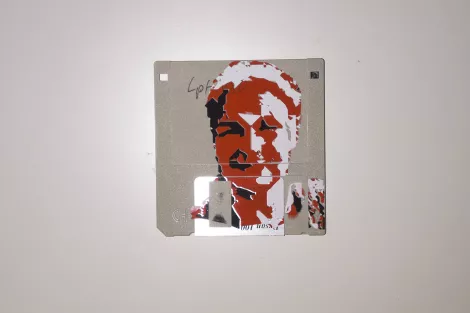 silk screened 3.5" floppy disk - artwork - Nina silk screened 3.5" floppy disk - artwork - Nina