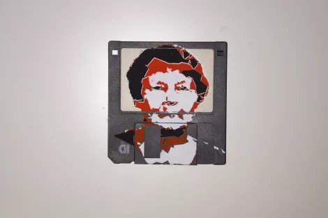 silk screened 3.5" floppy disk - artwork - Sirpa silk screened 3.5" floppy disk - artwork - Sirpa