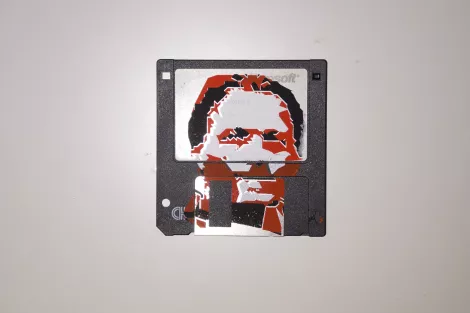 silk screened 3.5" floppy disk - artwork - Olaf Printmaster Guru silk screened 3.5" floppy disk - artwork - Olaf Printmaster Guru