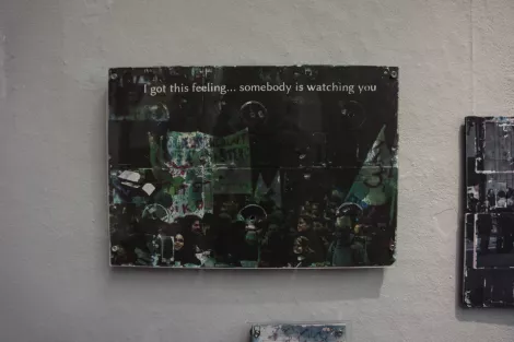 sombody is watchin you - protest image on 3.5" floppy disk sombody is watchin you - protest image on 3.5" floppy disk