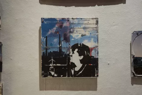 Where the wind blows - floppy disk artwork about environmental pollution Where the wind blows - floppy disk artwork about environmental pollution