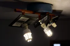 Less 01 - Deckenlampe - alte Disketten - Upcycling Less 01 - Deckenlampe - alte Disketten - Upcycling