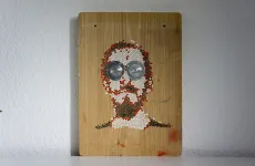 my face II inspired by batous eyes - modern artwork on easel my face II inspired by batous eyes - modern artwork on easel
