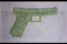 Polar Drawing of a glock - modern artwork