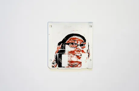 Lumia IV - silk screen portrait on Floppy disk Lumia IV - silk screen portrait on Floppy disk