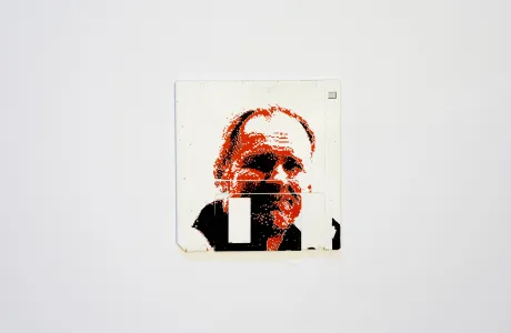 silk screened 3.5" floppy disk - artwork - Klaus silk screened 3.5" floppy disk - artwork - Klaus