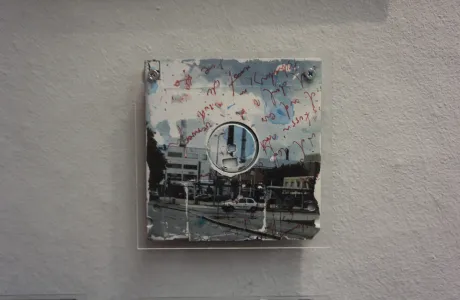 Single 3.5 floppy disk with Industry photo on it - secured by acryl glass Single 3.5 floppy disk with Industry photo on it - secured by acryl glass