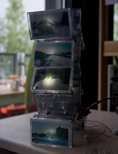 Do you remember snow - music cassette cases sculpture by Dominik Jais Do you remember snow - music cassette cases sculpture by Dominik Jais
