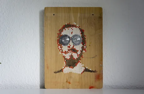 my face II inspired by batous eyes - modern artwork on easel my face II inspired by batous eyes - modern artwork on easel