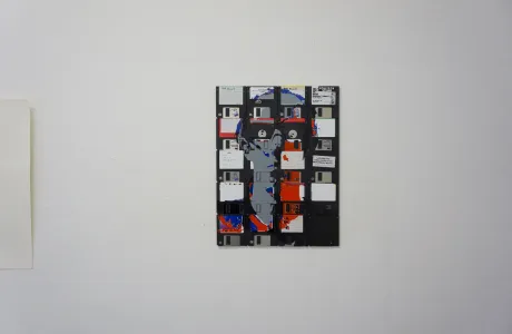 Dominik Jais self portrait - Silk screen on floppy disks - modern art Dominik Jais self portrait - Silk screen on floppy disks - modern art