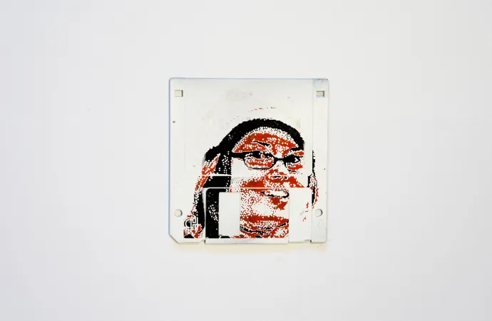 Lumia IV - silk screen portrait on Floppy disk Lumia IV - silk screen portrait on Floppy disk