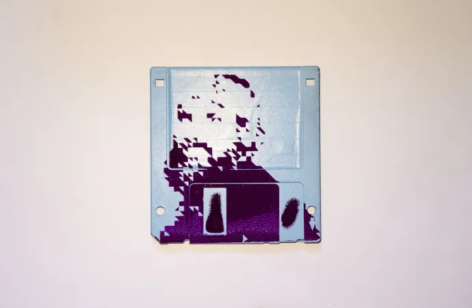 silk screened 3.5" floppy disk - artwork - Peter silk screened 3.5" floppy disk - artwork - Peter