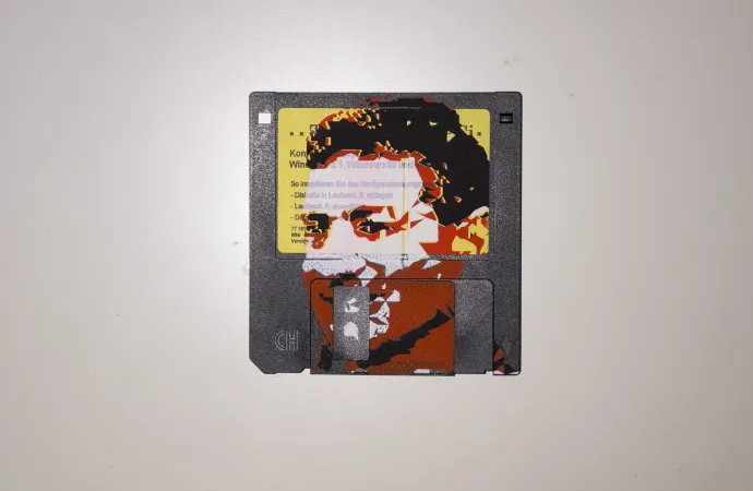 silk screened 3.5" floppy disk - artwork - TH Culhane, National Geographics explorer, #biogas Guru. silk screened 3.5" floppy disk - artwork - TH Culhane, National Geographics explorer,#biogas Guru.