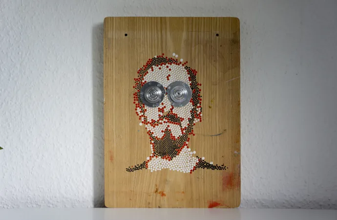my face II inspired by batous eyes - modern artwork on easel my face II inspired by batous eyes - modern artwork on easel