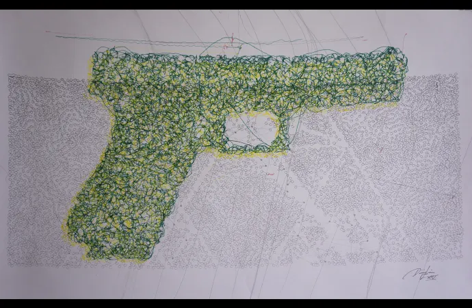 Polar Drawing of a glock - modern artwork