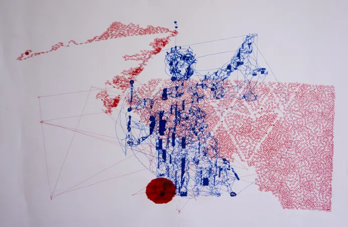 Justitia drawn on paper - modern polar drawing artwork